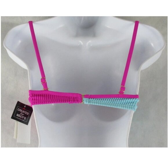 Salt + Cove Juniors Convertible Bandeau Bikini Top Swimsuit, Pink And Blue, XS - Picture 2 of 2